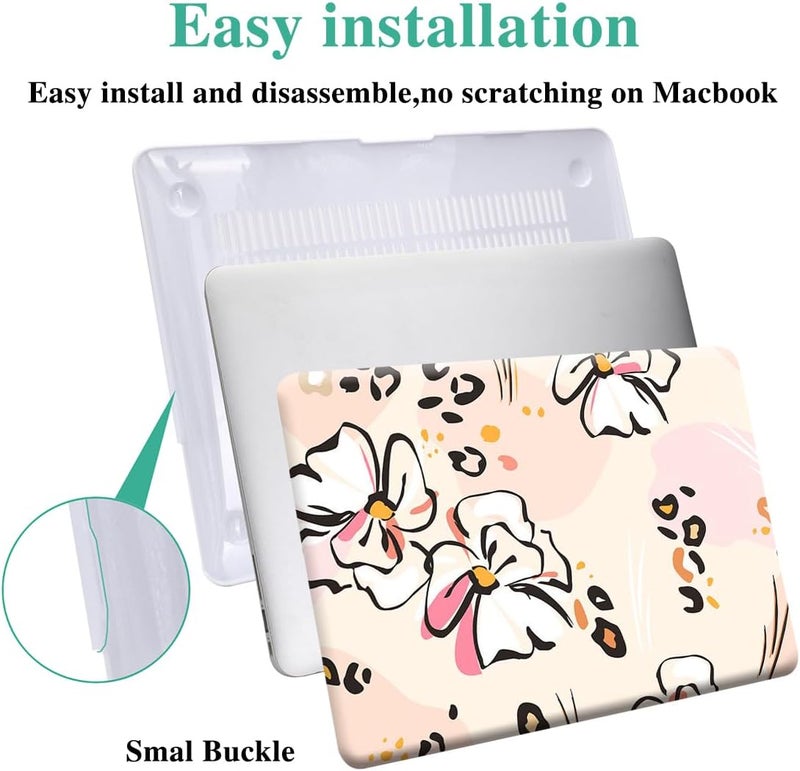 FUNUT for MacBook Air 13 inch Case M1 2021 2020 2019 2018 Release A2337 A2179 A1932 Touch ID, MacBook Air M1 Cover Laptop Plastic Hard Shell Case & Keyboard Cover MacBook Air 13 inch, Floral - Image 3